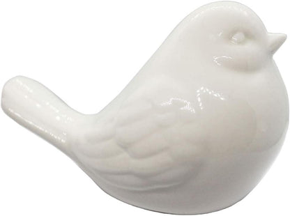 New White Modern Farmhouse Bird Figurine, Bird Statue Sculpture - Carved Rustic Distressed Animal Bird Ornaments - Home Decor Accents Collectible Bird Figurine | Spring