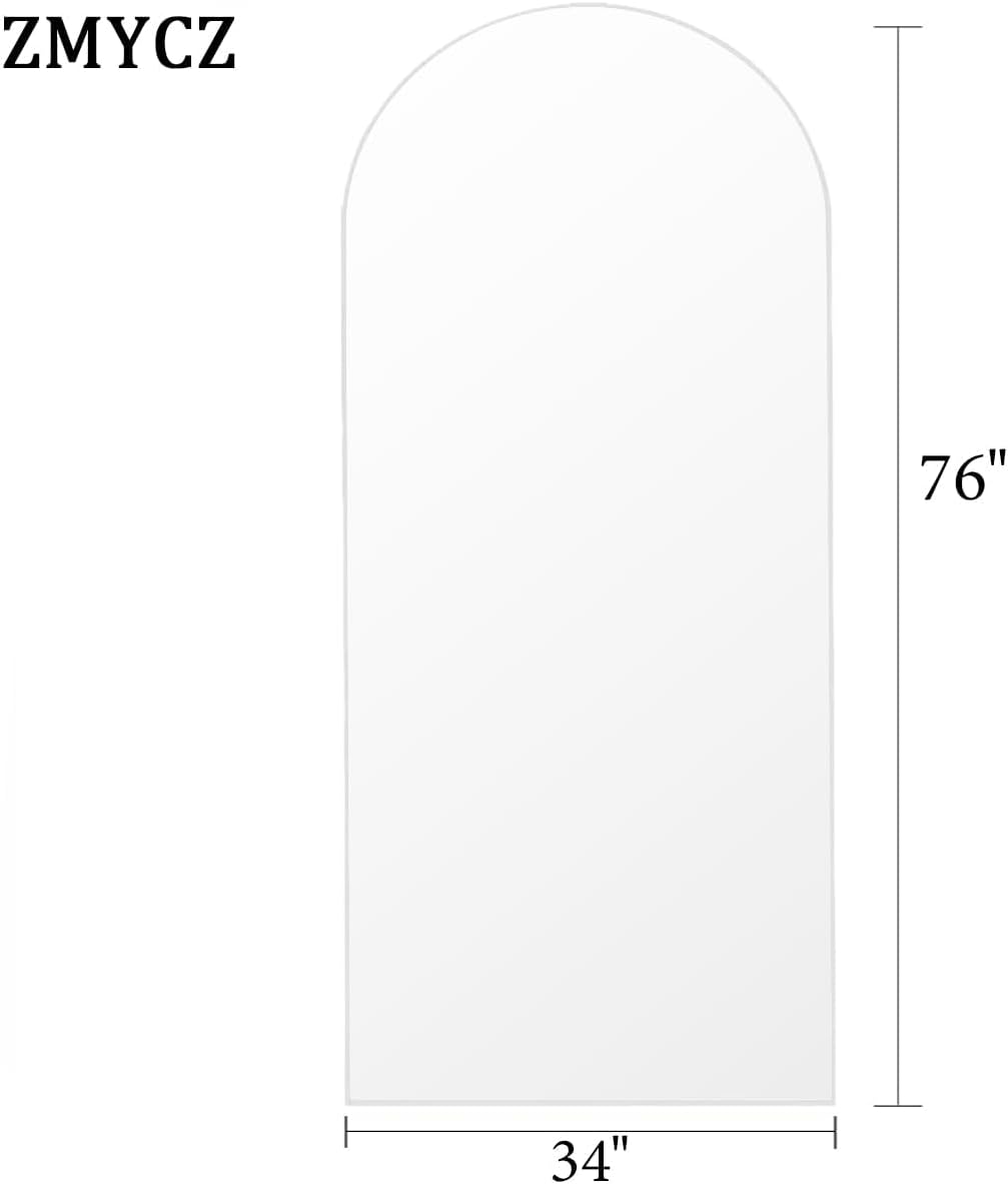 Mirror Full Length, 71"x26" Arched Full Length Mirror, Arch Mirror with Stand, Large Standing Mirrors, Oversized Full Body Mirrors with Aluminum Frame for Bedroom, Living Room (White)