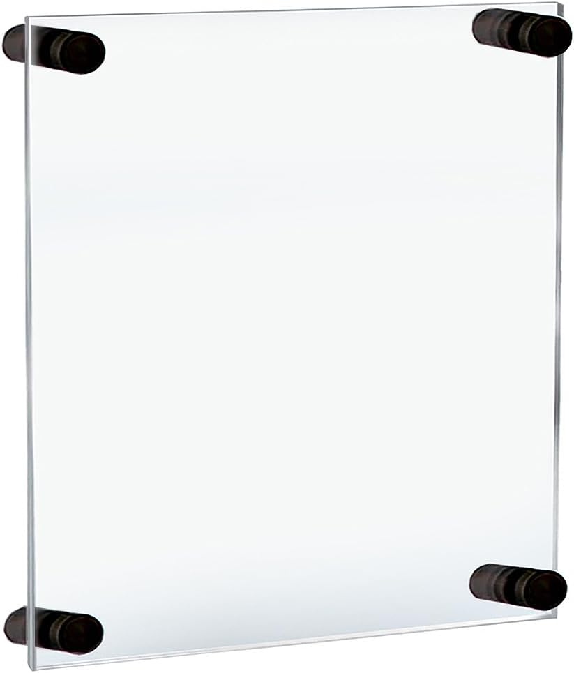 Azar Displays,105536, Floating Acrylic Wall Frame with Silver Hardware Stand Off Caps, Clear Hanging Photo Frame Display Mount with Frameless Border, Glass-Like Frame for Large Prints, 24" x 36"