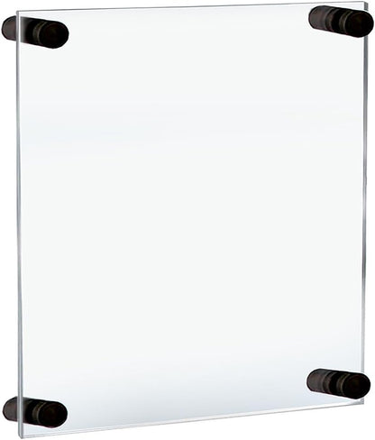 Azar Displays,105536, Floating Acrylic Wall Frame with Silver Hardware Stand Off Caps, Clear Hanging Photo Frame Display Mount with Frameless Border, Glass-Like Frame for Large Prints, 24" x 36"