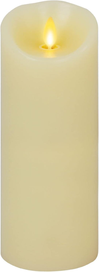 Luminara Scalloped Edge Flameless LED Candle - Ivory 3.5" x 8.75" - Real Wax Pillar Battery Operated Moving Flame w/Timer Unscented 1000Hr Runtime