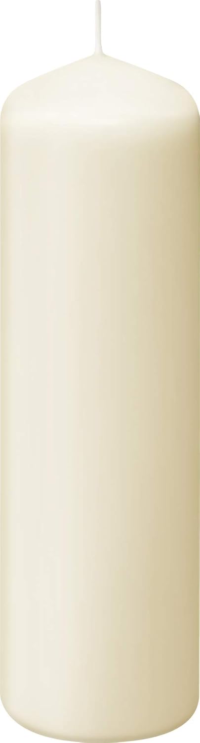 BOLSIUS 6 Ivory Pillar Candles Bulk - 3x4 Inches Candle Set - 40+ Hours Clean Burning - No Palm Oil - 0% Animal Fat - Premium European Quality - Unscented Dripless Restaurant Pillars