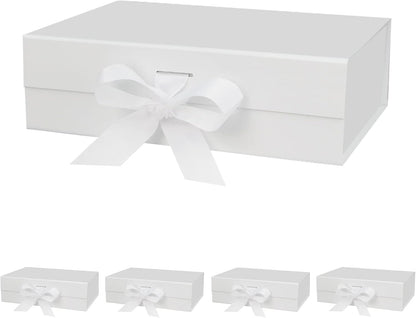 DaiUni 10.5"X7.5"X3.1" Pink Magnetic Gift Box with Lid and Ribbon for Presents