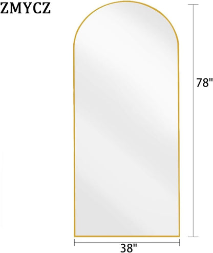 Mirror Full Length, 71"x26" Arched Full Length Mirror, Arch Mirror with Stand, Large Standing Mirrors, Oversized Full Body Mirrors with Aluminum Frame for Bedroom, Living Room (White)