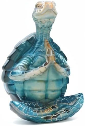 VVGIFTS Sea Turtle Meditation Yoga Decor, Garden Figurine Sea Turtle Meditating Coastal Beach Decorations, Zen Yoga Resin Statue for Home Office Decorations (Put the Palm Separate)