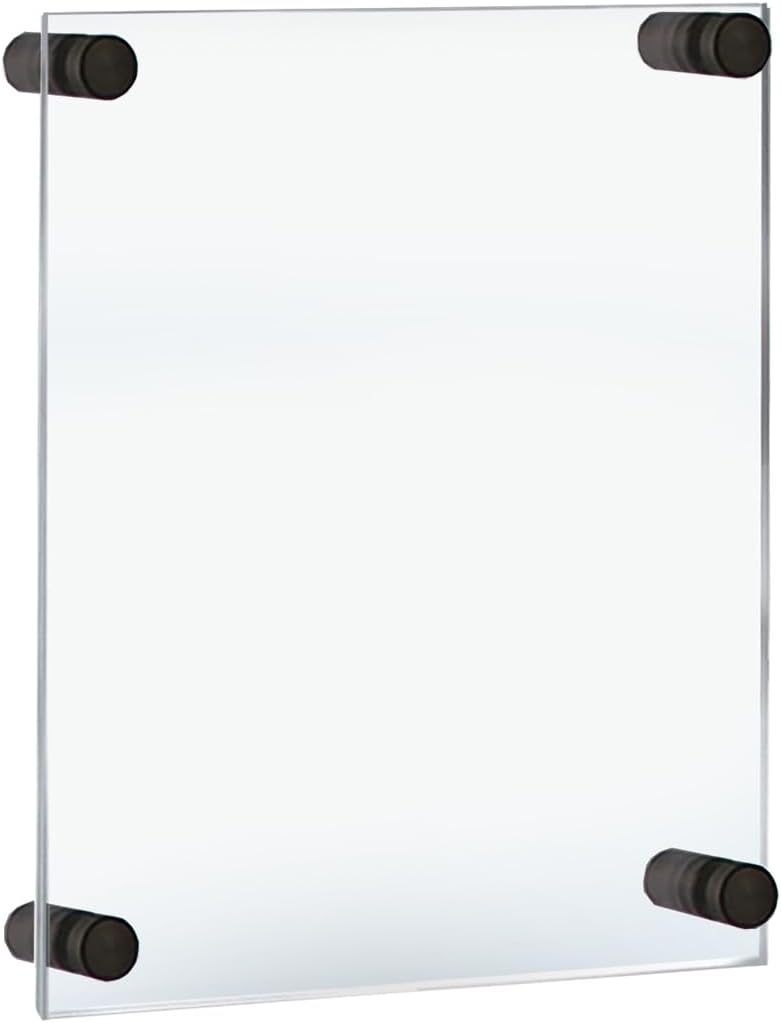 Azar Displays,105536, Floating Acrylic Wall Frame with Silver Hardware Stand Off Caps, Clear Hanging Photo Frame Display Mount with Frameless Border, Glass-Like Frame for Large Prints, 24" x 36"
