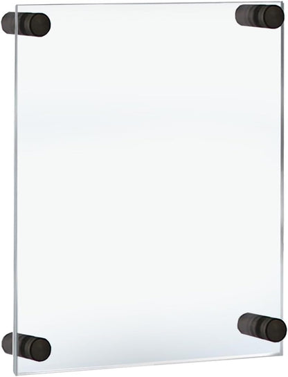 Azar Displays,105536, Floating Acrylic Wall Frame with Silver Hardware Stand Off Caps, Clear Hanging Photo Frame Display Mount with Frameless Border, Glass-Like Frame for Large Prints, 24" x 36"