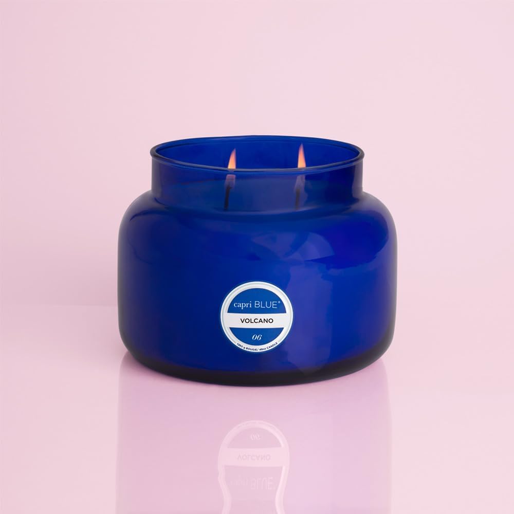 Capri Blue Volcano Scented Candles - Luxury Glass Jar Candles for Home Scented with Tropical Fruit & Sugared Citrus - Soy Wax Blend - Blue Color (19 oz)
