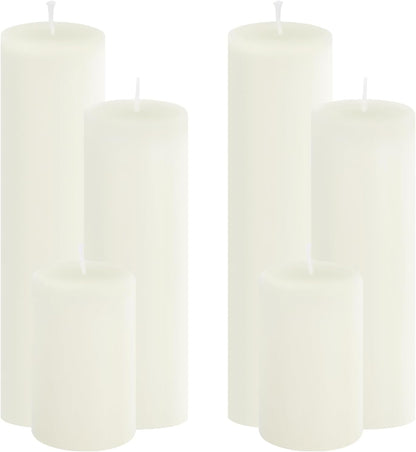 18 Pcs White Pillar Candles Bulk Set，Hurricane Candles，3 Different Lengths 2 x 3/4/6 Inch (6 Each)，Dripless Unscented Smokeless，Gives You a Better Atmosphere When Organizing an Event Party.