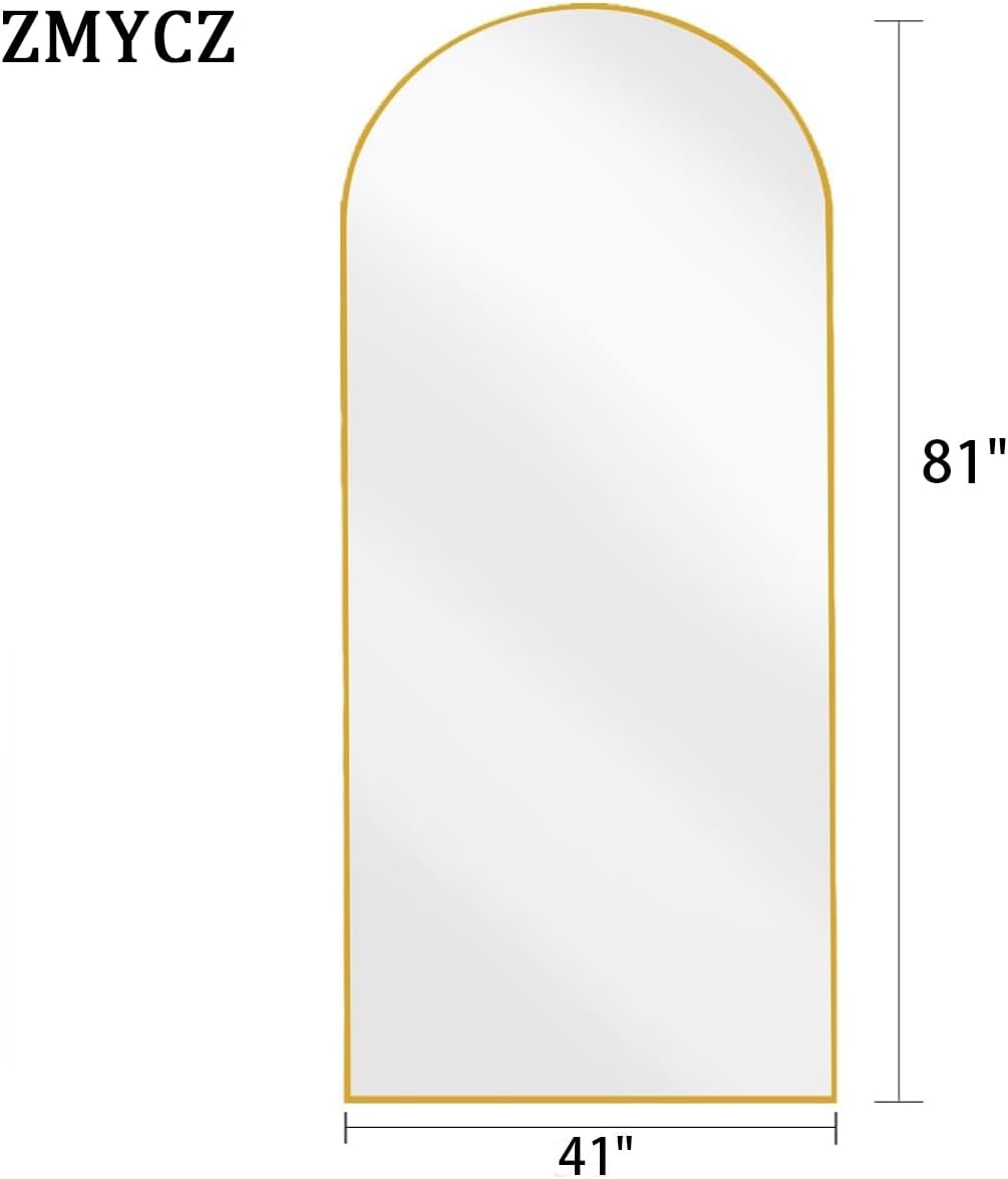 Mirror Full Length, 71"x26" Arched Full Length Mirror, Arch Mirror with Stand, Large Standing Mirrors, Oversized Full Body Mirrors with Aluminum Frame for Bedroom, Living Room (White)