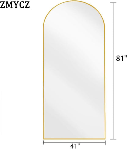 Mirror Full Length, 71"x26" Arched Full Length Mirror, Arch Mirror with Stand, Large Standing Mirrors, Oversized Full Body Mirrors with Aluminum Frame for Bedroom, Living Room (White)