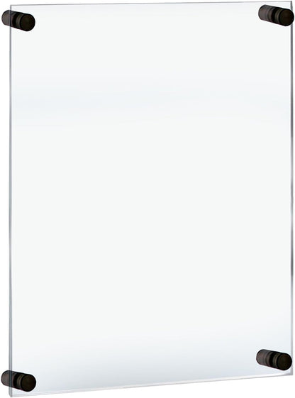 Azar Displays,105536, Floating Acrylic Wall Frame with Silver Hardware Stand Off Caps, Clear Hanging Photo Frame Display Mount with Frameless Border, Glass-Like Frame for Large Prints, 24" x 36"