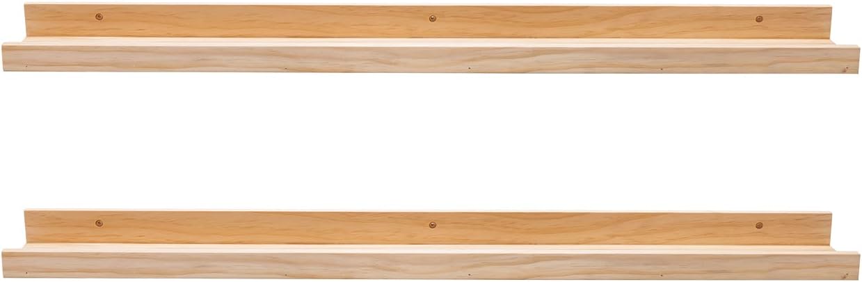 AZSKY Floating Shelves Wall Mounted Set of 2 Natural Wood Picture Shelves Wall Shelves for Bedroom Bathroom Living Room Kitchen Laundry Room Storage & Decoration 24 Inch