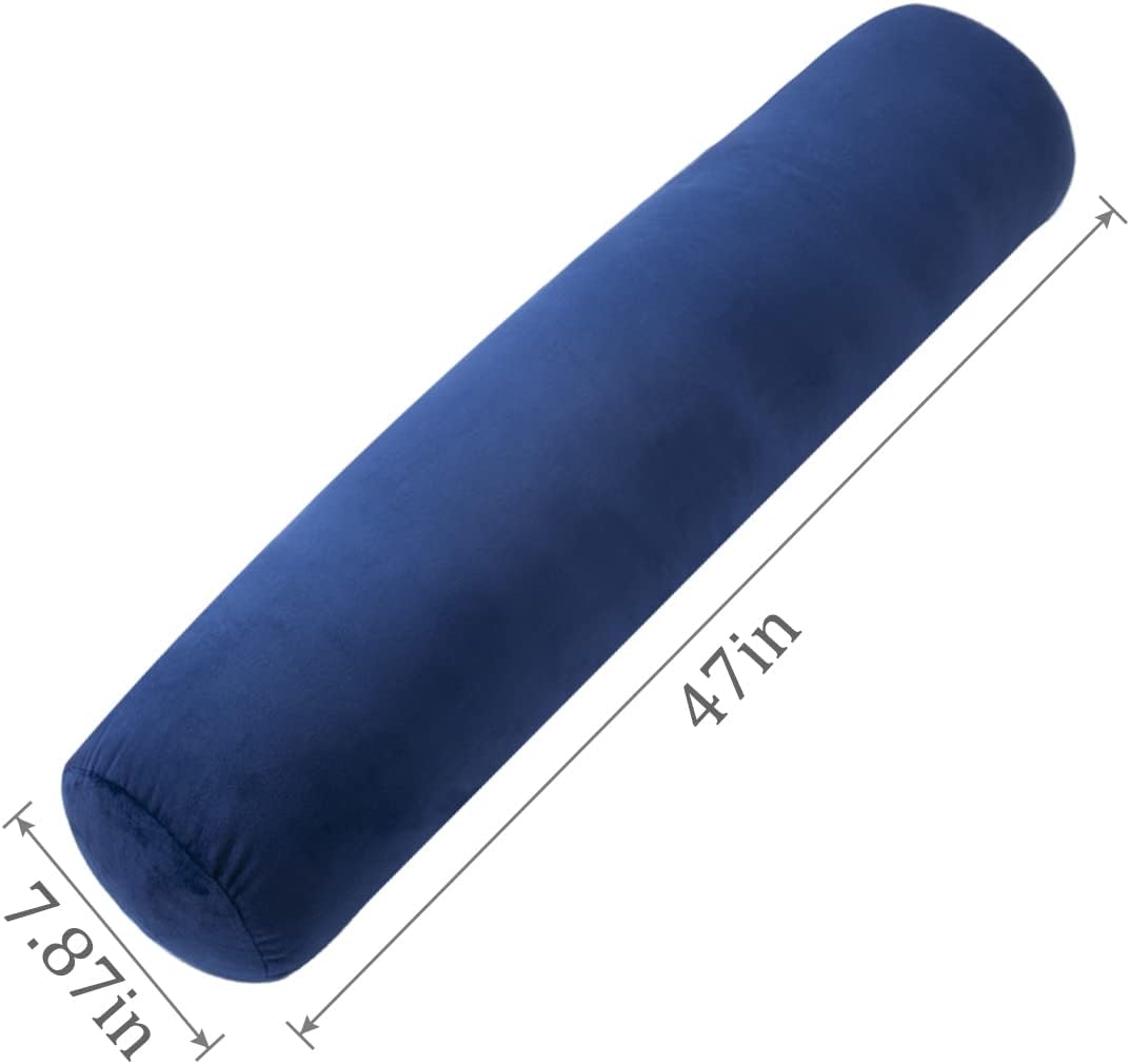 1 MIDDLE ONE Body Pillow for Adults, Bolster Pillow with Removable Velvet Cover, Long Round Cervical Roll Pillow, 47 x 7.87 Inches, Grey
