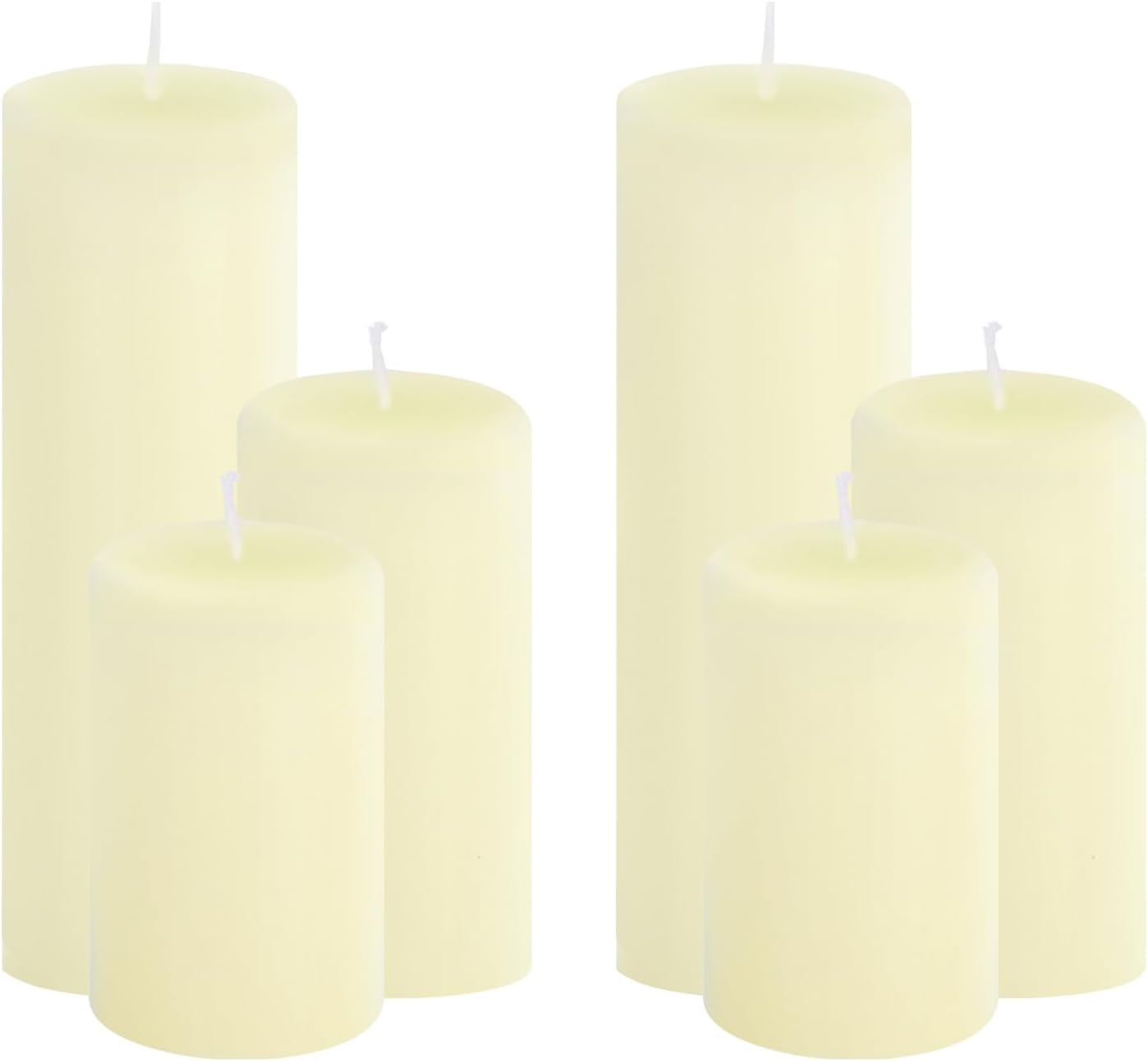 18 Pcs Ivory Pillar Candles Bulk Set，3 Different Lengths 2 x 3/4/6 Inch (6 Each)，Hurricane Candles，Dripless Unscented Smokeless，Gives You a Better Atmosphere When Organizing an Event Party.
