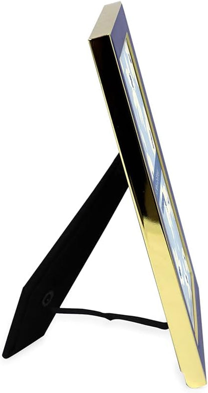 Laura Ashley 5x7 Navy Enamel Picture Frame, Gold Metal Edge with Easel, for Countertop, Counterspace, Tabletop Display, Bookshelf, Desk, Wall Décor, Photo Gallery (5x7, Navy W/Gold)