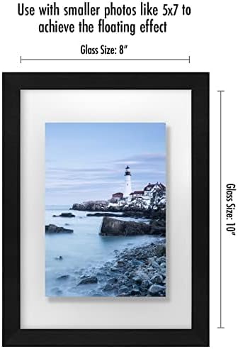 Americanflat 12x18 Floating Picture Frame with Polished Crystal-Clear Glass - Use as 8x10 Picture Frame or Display 5x7 Photo - Signature Float Collection - Photo Frames for Wall Display - Black