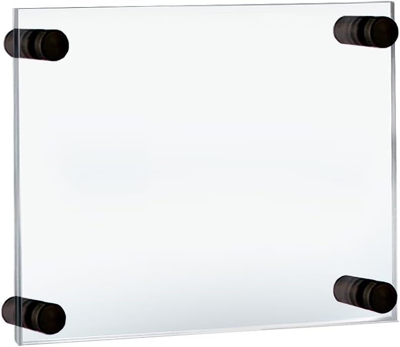 Azar Displays,105536, Floating Acrylic Wall Frame with Silver Hardware Stand Off Caps, Clear Hanging Photo Frame Display Mount with Frameless Border, Glass-Like Frame for Large Prints, 24" x 36"