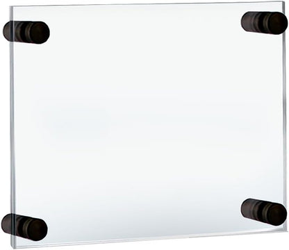 Azar Displays,105536, Floating Acrylic Wall Frame with Silver Hardware Stand Off Caps, Clear Hanging Photo Frame Display Mount with Frameless Border, Glass-Like Frame for Large Prints, 24" x 36"