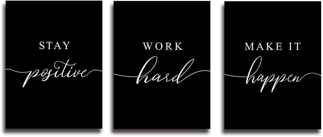 Inspirational Canvas Painting Wall Art -EPHANY ART,Mindset Quotes Prints, Success Framed Entrepreneur Poster Positive Quotes Wall Poster for Home Office Workplace (M-3pcs,12x16inchx3pcs)