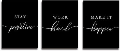 Inspirational Canvas Painting Wall Art -EPHANY ART,Mindset Quotes Prints, Success Framed Entrepreneur Poster Positive Quotes Wall Poster for Home Office Workplace (M-3pcs,12x16inchx3pcs)