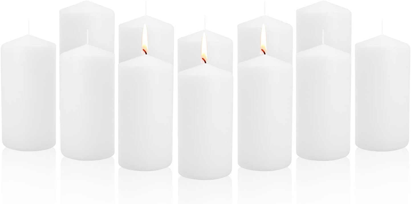 Royal Imports Pillar Candles White Unscented Premium Wax, 60 Hours Burning for Wedding, Spa, Party, Birthday, Holiday, Bath, Home Decor - 3"x6" Inch - Set of 12