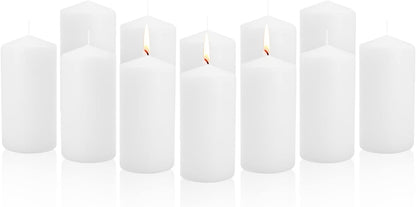 Royal Imports Pillar Candles White Unscented Premium Wax, 60 Hours Burning for Wedding, Spa, Party, Birthday, Holiday, Bath, Home Decor - 3"x6" Inch - Set of 12