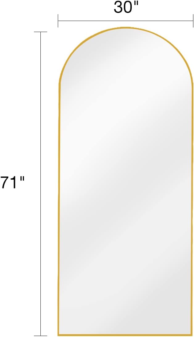 ITSRG Floor Mirror, Full Length Mirror with Stand, Arched Wall Mirror, Gold Floor Mirror Freestanding, Wall Mounted Mirror for Bedroom Living Room, Gold