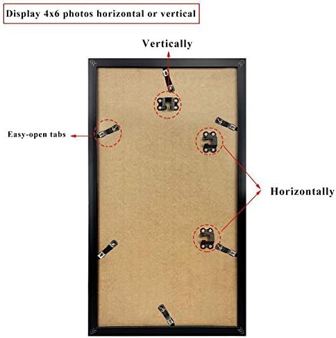 QUTREY 20 Opening 4x6 Collage Picture Frame Set of 2, 18.1x41.3 inches Black Multiple Frames Display 4 by 6 inch Photos with Mat for Wall Hanging
