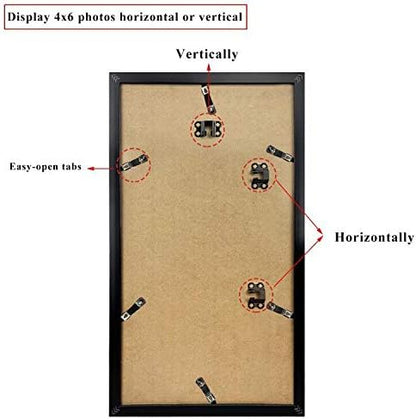 QUTREY 20 Opening 4x6 Collage Picture Frame Set of 2, 18.1x41.3 inches Black Multiple Frames Display 4 by 6 inch Photos with Mat for Wall Hanging