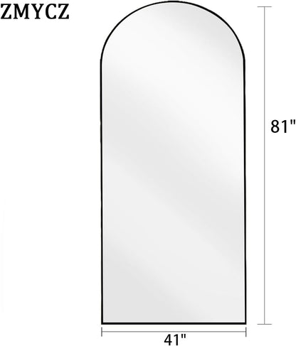 Mirror Full Length, 71"x26" Arched Full Length Mirror, Arch Mirror with Stand, Large Standing Mirrors, Oversized Full Body Mirrors with Aluminum Frame for Bedroom, Living Room (White)