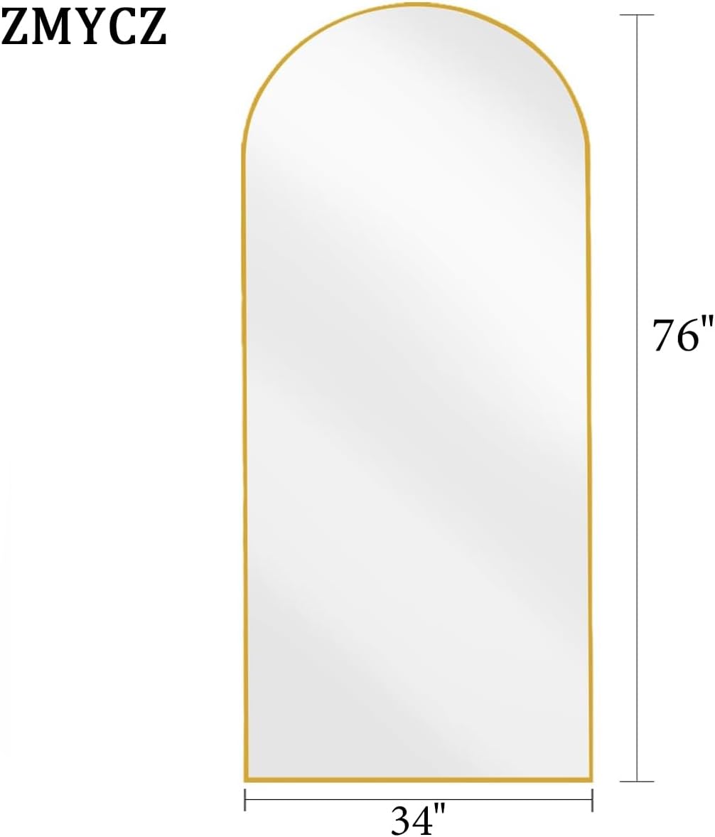 Mirror Full Length, 71"x26" Arched Full Length Mirror, Arch Mirror with Stand, Large Standing Mirrors, Oversized Full Body Mirrors with Aluminum Frame for Bedroom, Living Room (White)