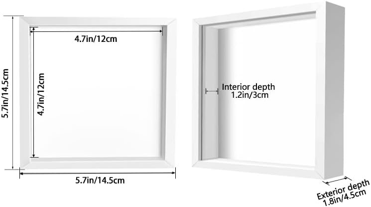 8x8 Shadow Box Frame Display Case with Letter Stickers, 3D Picture Frame, Display Case Box for Memorabilia, Baby Items, Wedding Memories, Crafts, Tickets and Photos (White, 8x8)