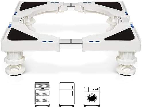 Nefish Mini Fridge Stand Universal Raised Base Adjustable Refrigerator Stands with 4 Strong Feet Washing Machine Pedestal Multi-Functional Bases for Dryer (Black)