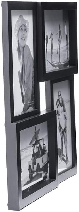 Malden International Designs Collage Picture Frame for Wall, Holds Four Photos : 2-6x4 and 2-4x6 Inch - Black Plastic, Wall Decor for the Home