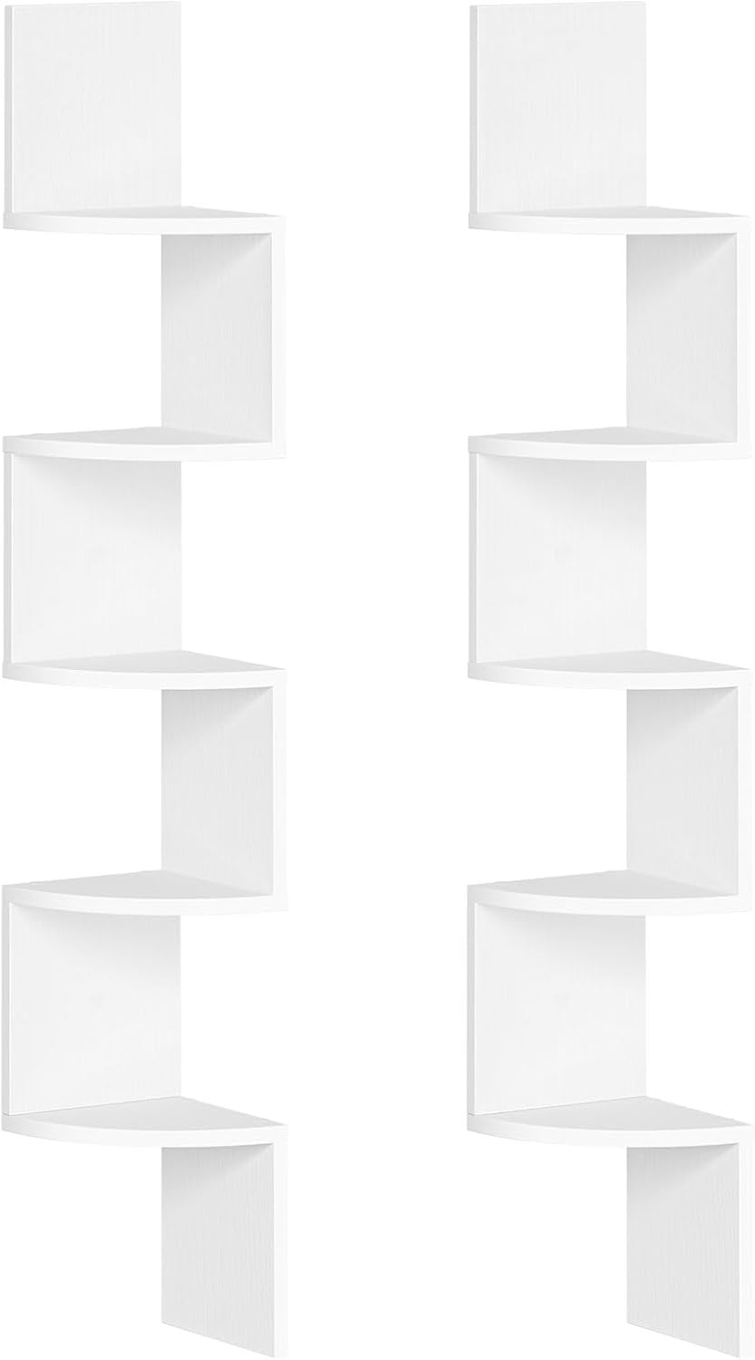 HOOBRO Corner Shelf Wall-Mounted, Set of 2 Floating Corner Shelves for Wall, 4-Tier Corner Bookshelves for Living Room, Bedroom, Bathroom, Home Office, Black BK25BJP201