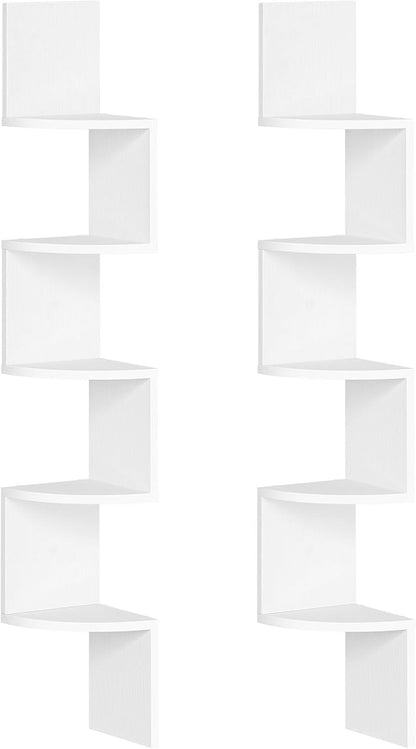 HOOBRO Corner Shelf Wall-Mounted, Set of 2 Floating Corner Shelves for Wall, 4-Tier Corner Bookshelves for Living Room, Bedroom, Bathroom, Home Office, Black BK25BJP201