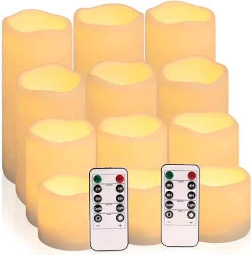 Enpornk Set of 24 Flameless Led Battery Opeated (D2.2'' x H4''5''6'') Waterproof Outdoor Indoor Candles with 10-Key Remotes and Cycling 24 Hours Timer