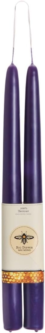 Big Dipper Wax Works Red Hand-Dipped Beeswax Taper Candles – 12” x 7/8”, 2-Pack, 100% Pure Beeswax, Long Burning, Clean, Cotton Wick, Handmade in USA, Home Décor & Wedding Candles