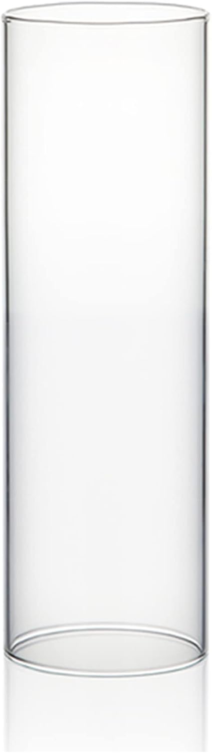 WGVI Hurricane Candle Holder Sleeve, Wide 4", Height 8", Clear Glass Cylinder Candleholder, Chimney Tube, Open Ended Candle Shade, 1 Piece - Colors B
