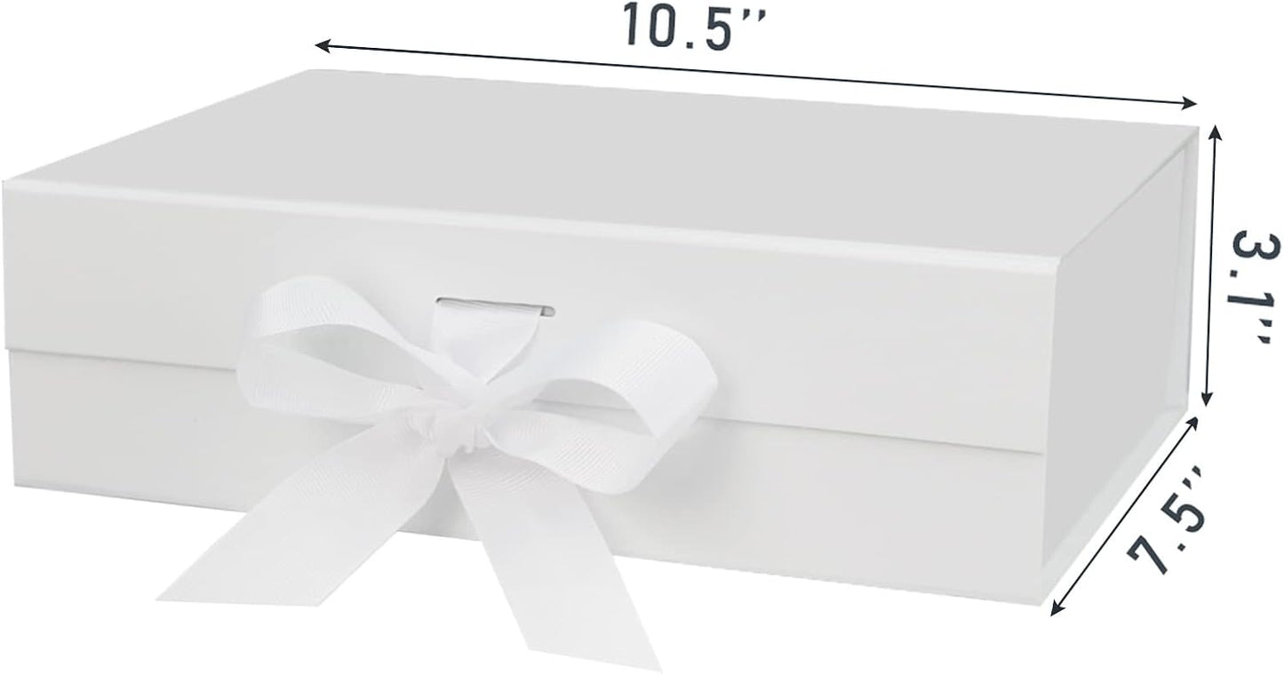 DaiUni 10.5"X7.5"X3.1" Pink Magnetic Gift Box with Lid and Ribbon for Presents