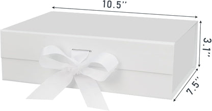 DaiUni 10.5"X7.5"X3.1" Pink Magnetic Gift Box with Lid and Ribbon for Presents