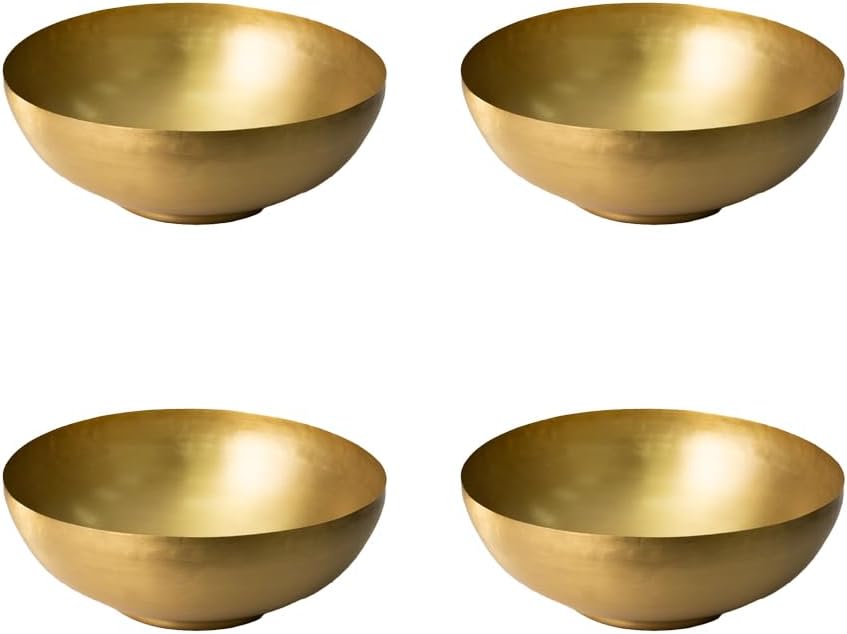 Serene Spaces Living Lightweight Antique Brass Decorative Bowl - Elegant Potpourri Catchall for Diwali Home Décor, Entryway and Dining Table, 2.75" Tall & 8" Diameter