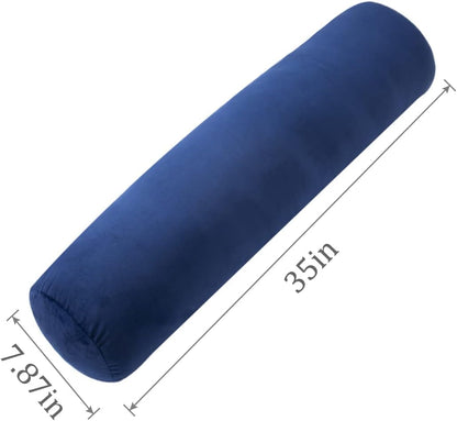 1 MIDDLE ONE Body Pillow for Adults, Bolster Pillow with Removable Velvet Cover, Long Round Cervical Roll Pillow, 47 x 7.87 Inches, Grey