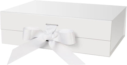 DaiJoob Gift Box with Lid for Presents 10.5x7.5x3.1 Inches with Ribbon and Magnetic Closure(1-Pack) (Black)