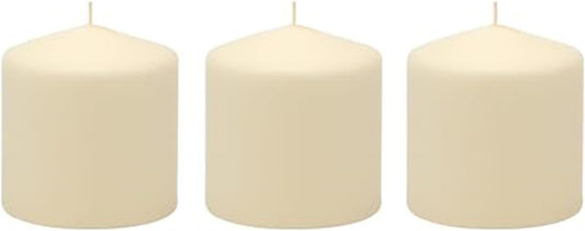 Stonebriar Unscented Pillar Candles – 65 Hour Burn Time, Long-Lasting Wax Candles for Weddings, Holidays, Home Décor & Special Events, Pack of 6, Ivory, 3" x 6"