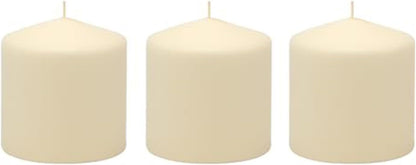 Stonebriar Unscented Pillar Candles – 35 Hour Burn Time, Long-Lasting Wax Candles for Weddings, Holidays, Home Décor & Special Events, Pack of 6, Ivory, 3" x 4"