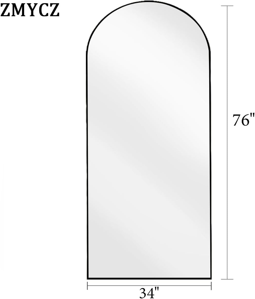 Mirror Full Length, 71"x26" Arched Full Length Mirror, Arch Mirror with Stand, Large Standing Mirrors, Oversized Full Body Mirrors with Aluminum Frame for Bedroom, Living Room (White)