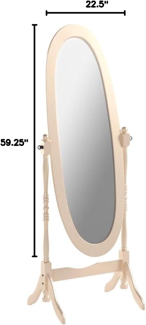 Roundhill Furniture Traditional Queen Anna Style Wood Floor Cheval Mirror, Cherry Finish