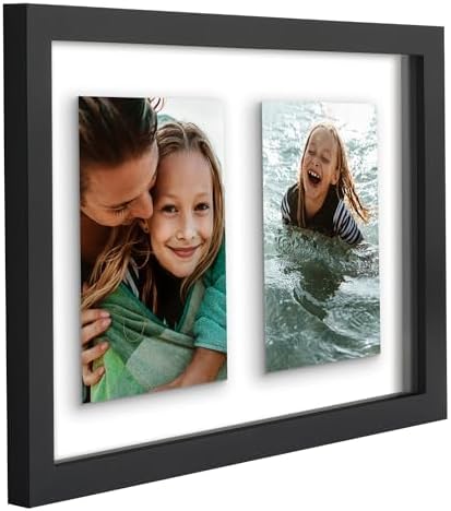 Americanflat 4x6 Collage Picture Frame with Shatter-Resistant Glass - Fits Five 4x6 Photos or Use as One 11x14 Picture Frame - Signature Collection - Collage Frames for Wall Display - Black